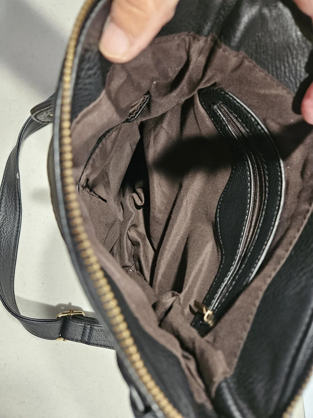Michael Kors Black Leather Crossbody with Gold MK Emblem